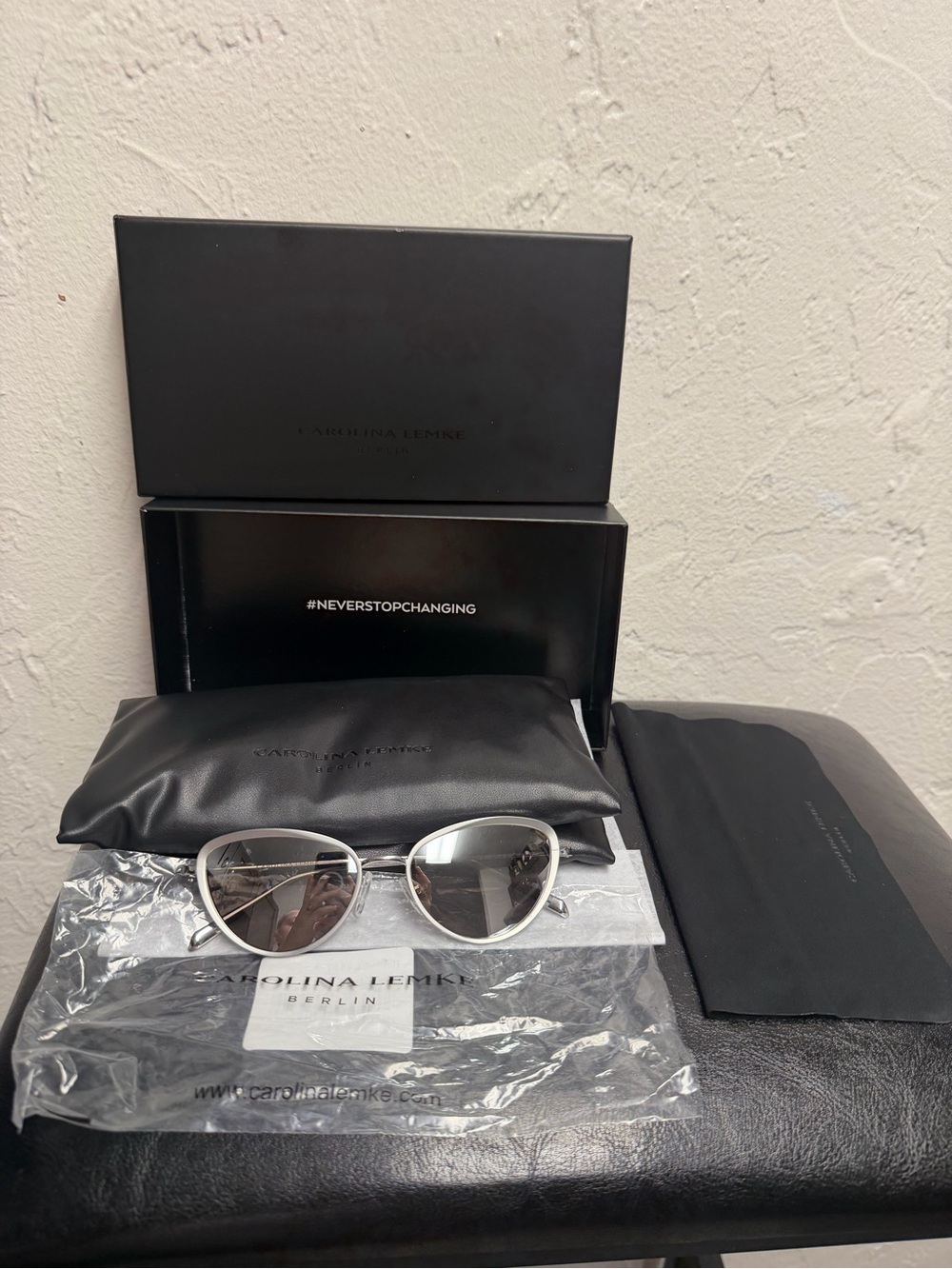 Carolina Lemke Berlin Women's Silver Frame Sunglasses - Silver/Gray Lenses